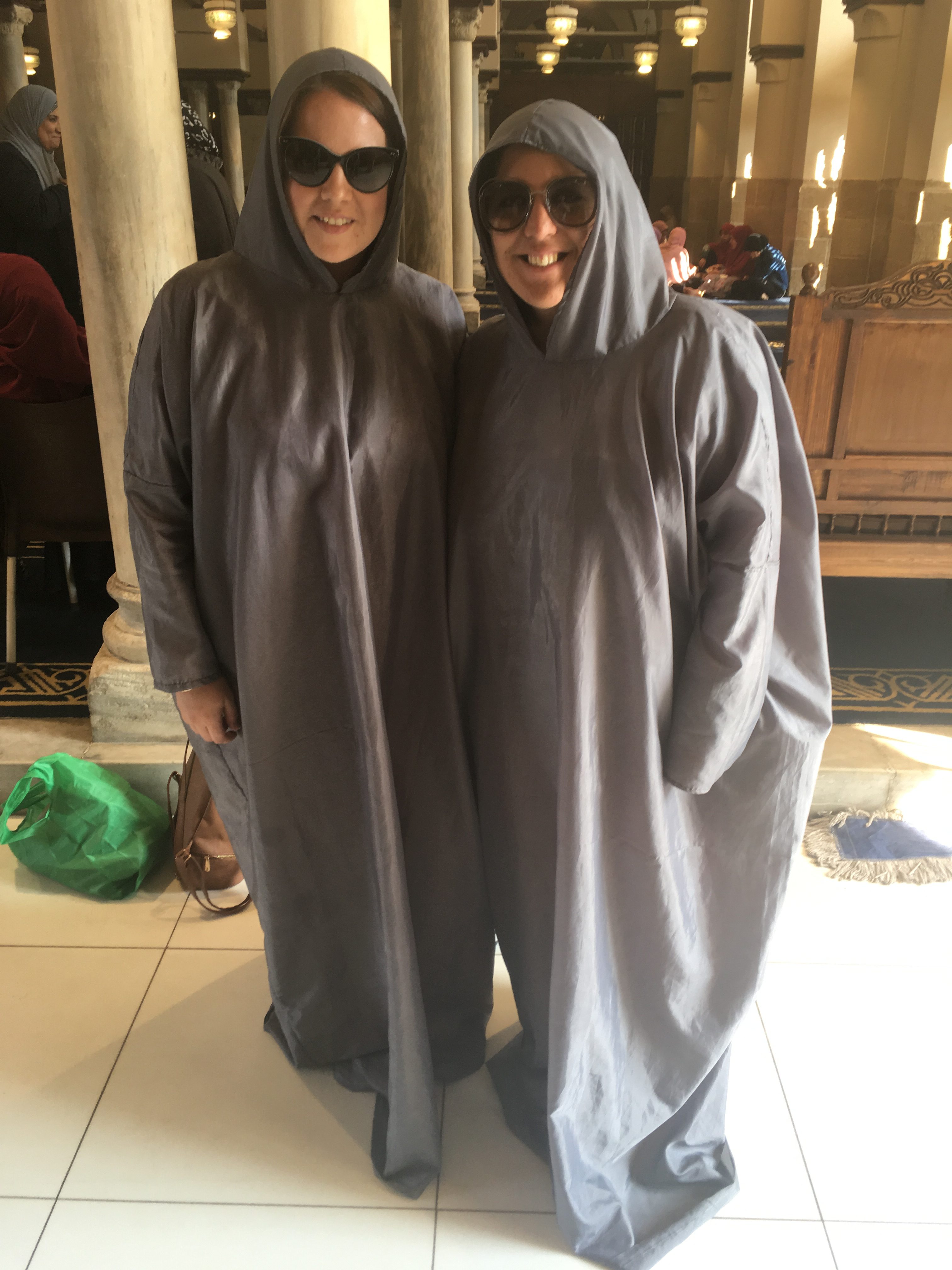 Amy & I at El-Azhar Mosque in our robe-like garment - courtesy of: Mike Sloan