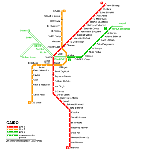 Cairo-Egypt Metro Map courtesy of Egyptian Streets