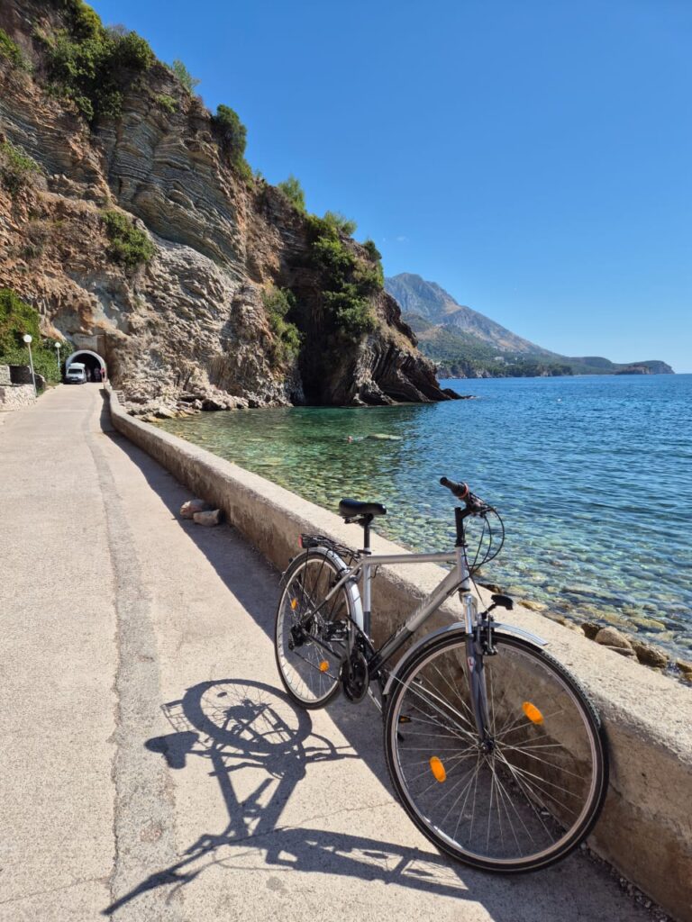 What cycling by the beach looks like in Montenegro (I walked though)