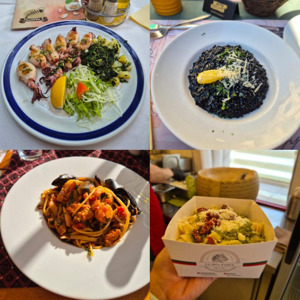 Some of the no-pork, mostly seafood I had in Montenegro