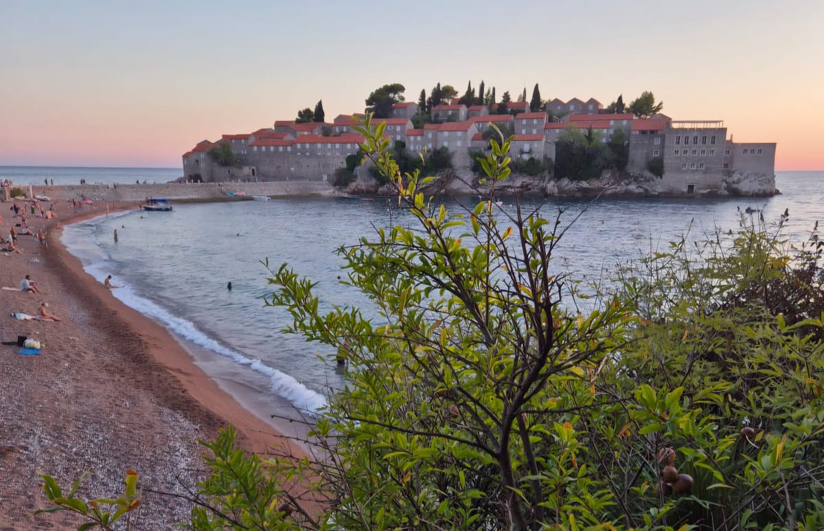 The rewarding end of the hike from Budva to Sveti Stefan